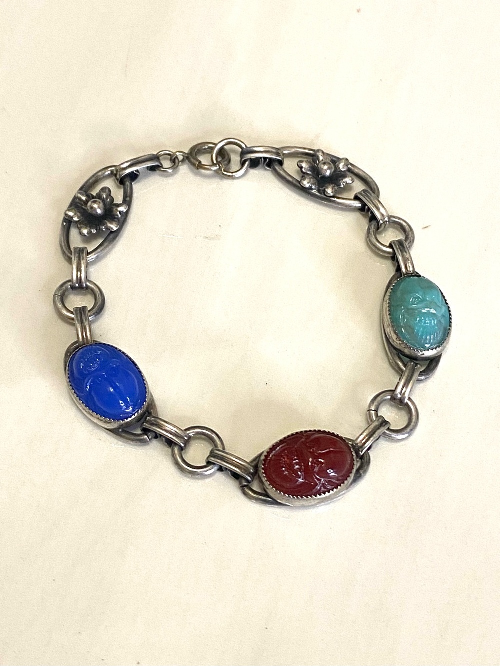 Vintage Scarab Glass Bracelet